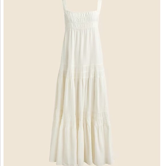 **Price Is Firm** J. Crew Guaze Tiered Ivory Maxi Dress Sz M NWT - Picture 4 of 4
